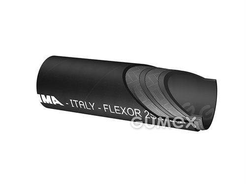 Hydraulická hadice FLEXOR 2SN R2AT, 6,4/14,6mm, 400bar, antistatická, syntetická pryž/syntetická pryž, bandážovaná, 2x oplet drátem, -40°C/+100°C, černá